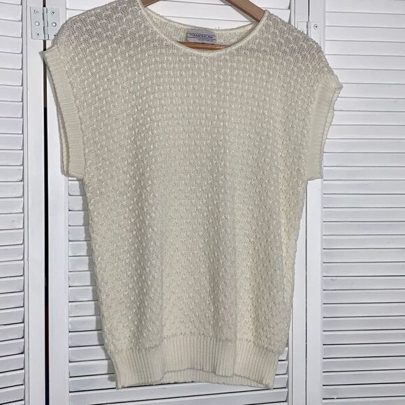 Vintage Cream Sleeveless Sweater Women’s Size Medium - Picture 1 of 16
